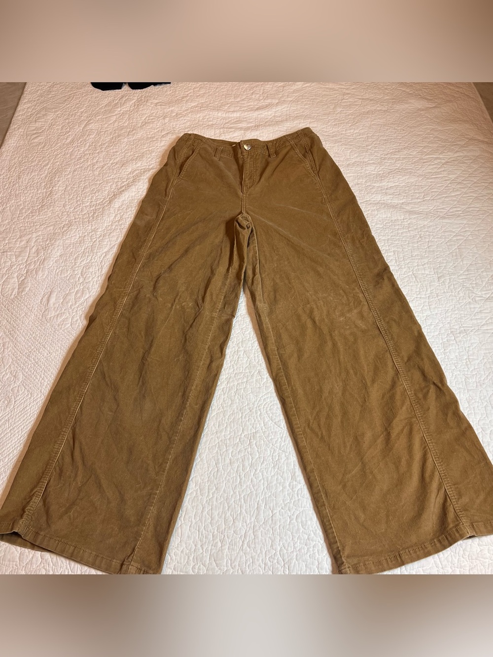 Women’s sz 9/29 cotton blend corduroy trousers wide leg relaxed fit w/ pockets